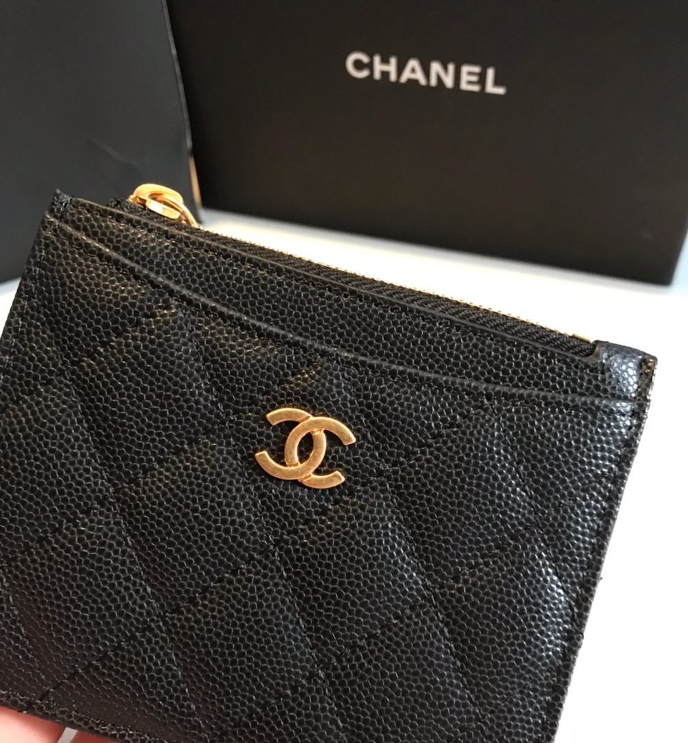 1:1 Replica Chanel Flat Card Holder Black Bag For Women 11.5cm/4.5in