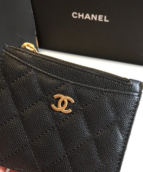 1:1 Replica Chanel Flat Card Holder Black Bag For Women 11.5cm/4.5in