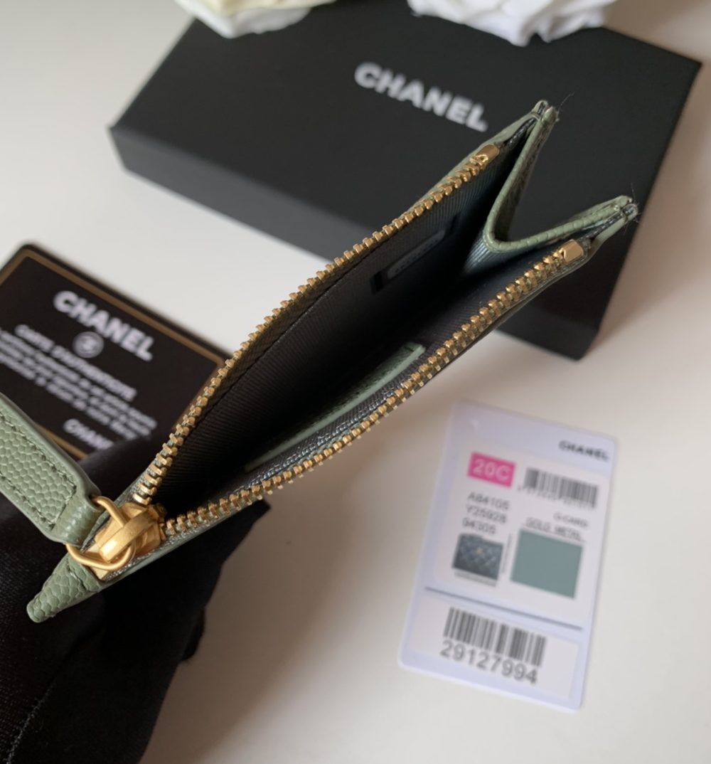 1:1 Replica Chanel Flat Card Holder Olive Bag For Women 11.5cm/4.5in
