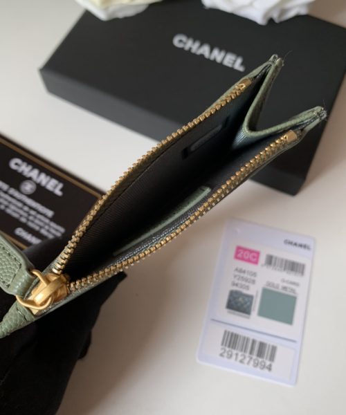 1:1 Replica Chanel Flat Card Holder Olive Bag For Women 11.5cm/4.5in