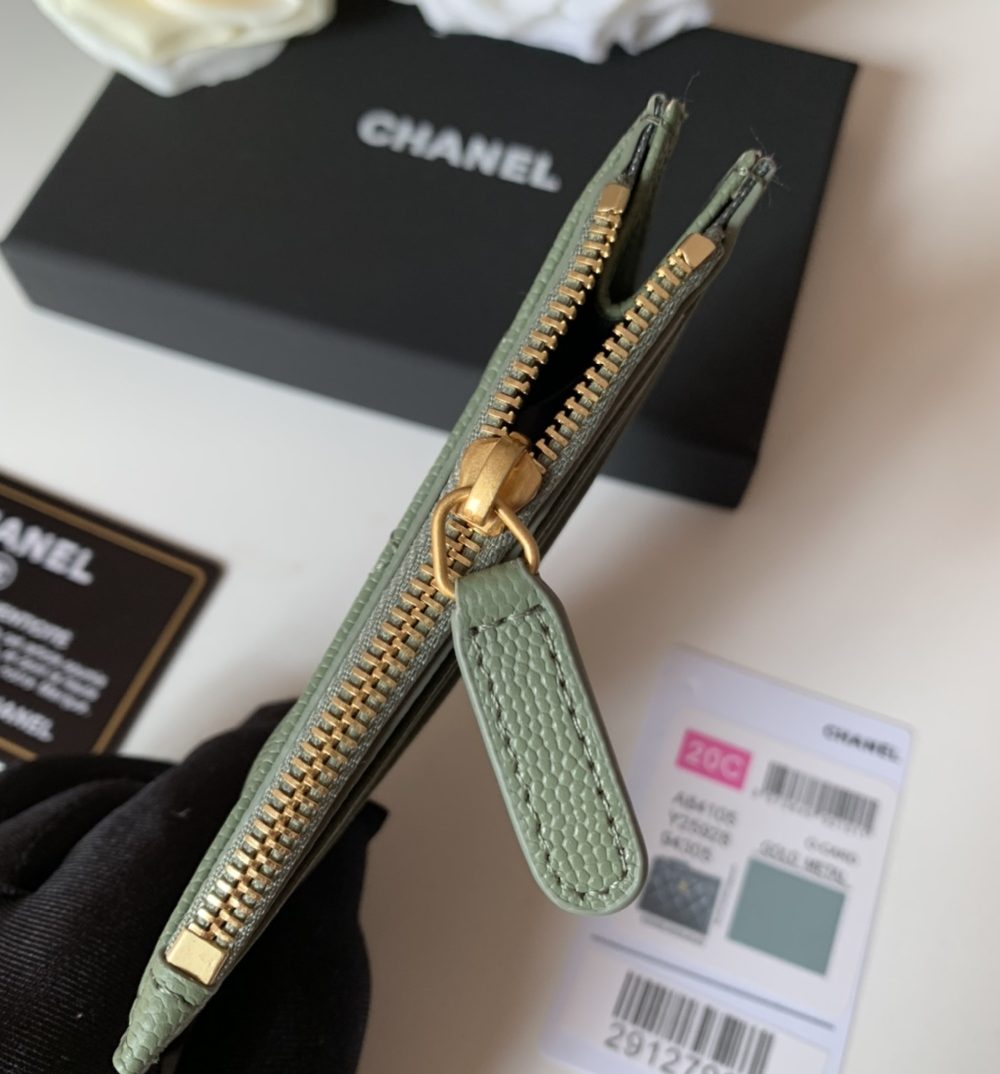 1:1 Replica Chanel Flat Card Holder Olive Bag For Women 11.5cm/4.5in