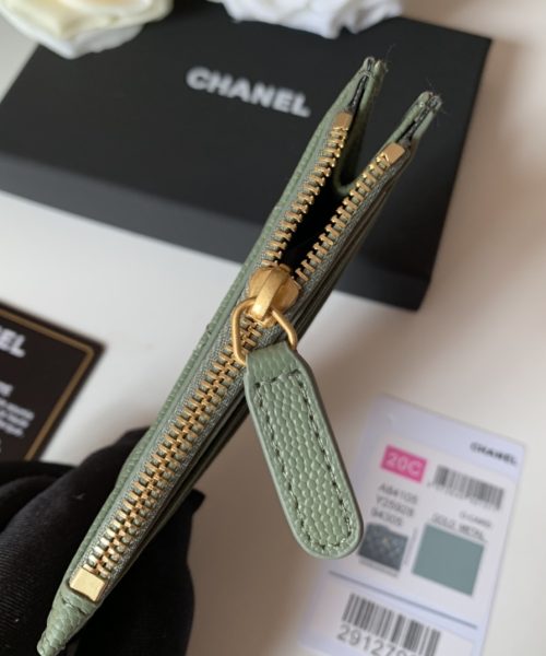 1:1 Replica Chanel Flat Card Holder Olive Bag For Women 11.5cm/4.5in
