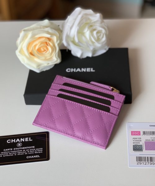 1:1 Replica Chanel Flat Card Holder Purple Bag For Women 11.5cm/4.5in