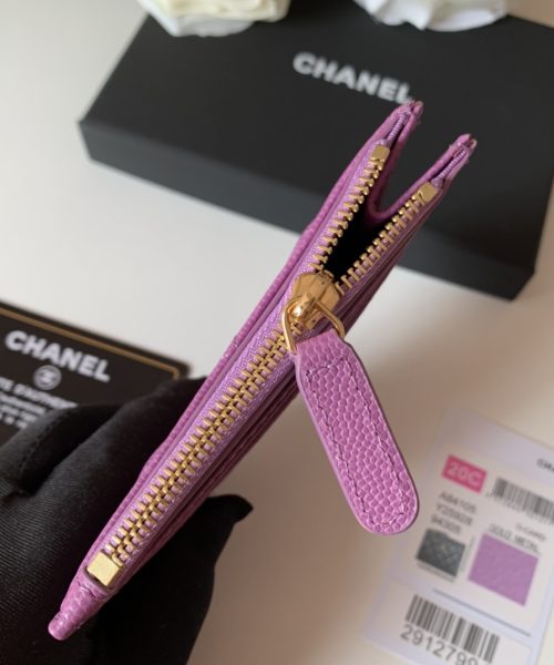 1:1 Replica Chanel Flat Card Holder Purple Bag For Women 11.5cm/4.5in