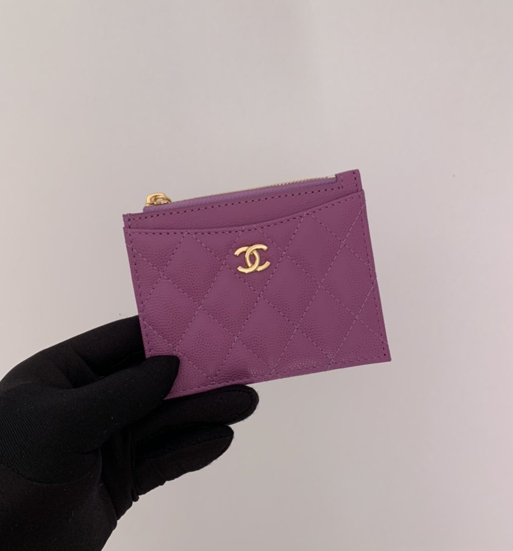 1:1 Replica Chanel Flat Card Holder Purple Bag For Women 11.5cm/4.5in