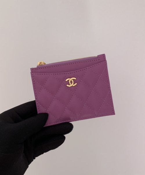 1:1 Replica Chanel Flat Card Holder Purple Bag For Women 11.5cm/4.5in