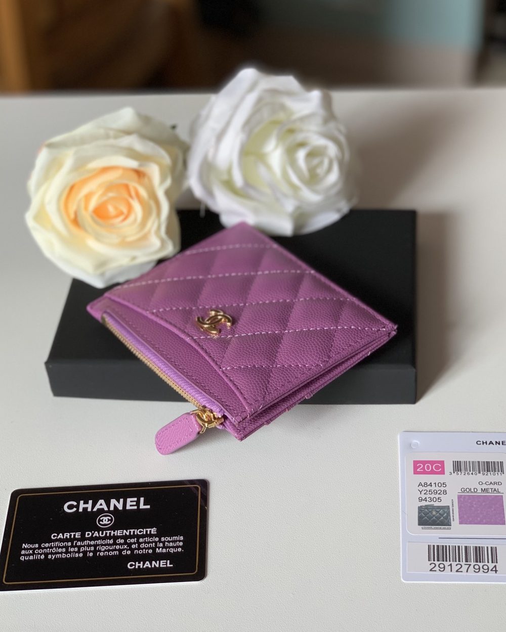 1:1 Replica Chanel Flat Card Holder Purple Bag For Women 11.5cm/4.5in