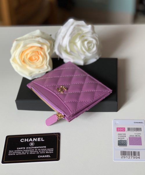 1:1 Replica Chanel Flat Card Holder Purple Bag For Women 11.5cm/4.5in