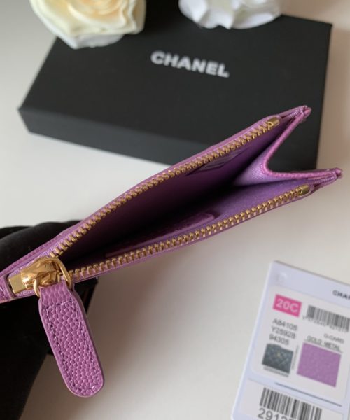 1:1 Replica Chanel Flat Card Holder Purple Bag For Women 11.5cm/4.5in