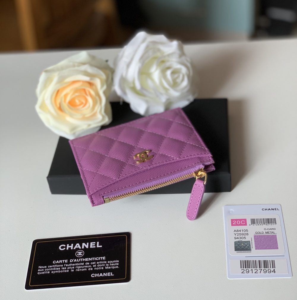 1:1 Replica Chanel Flat Card Holder Purple Bag For Women 11.5cm/4.5in - Image 9