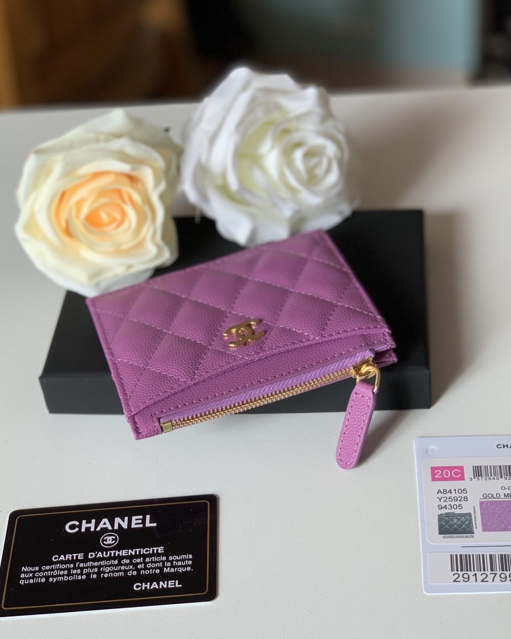 1:1 Replica Chanel Flat Card Holder Purple Bag For Women 11.5cm/4.5in