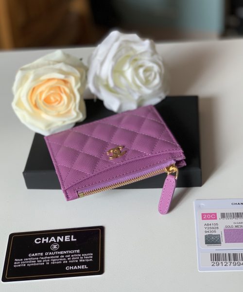 1:1 Replica Chanel Flat Card Holder Purple Bag For Women 11.5cm/4.5in