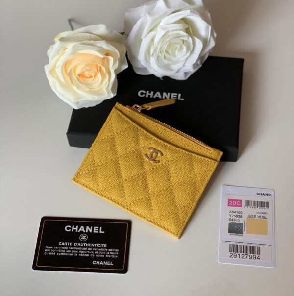 Chanel Flat Card Holder Yellow Bag For Women 11.5cm/4.5in