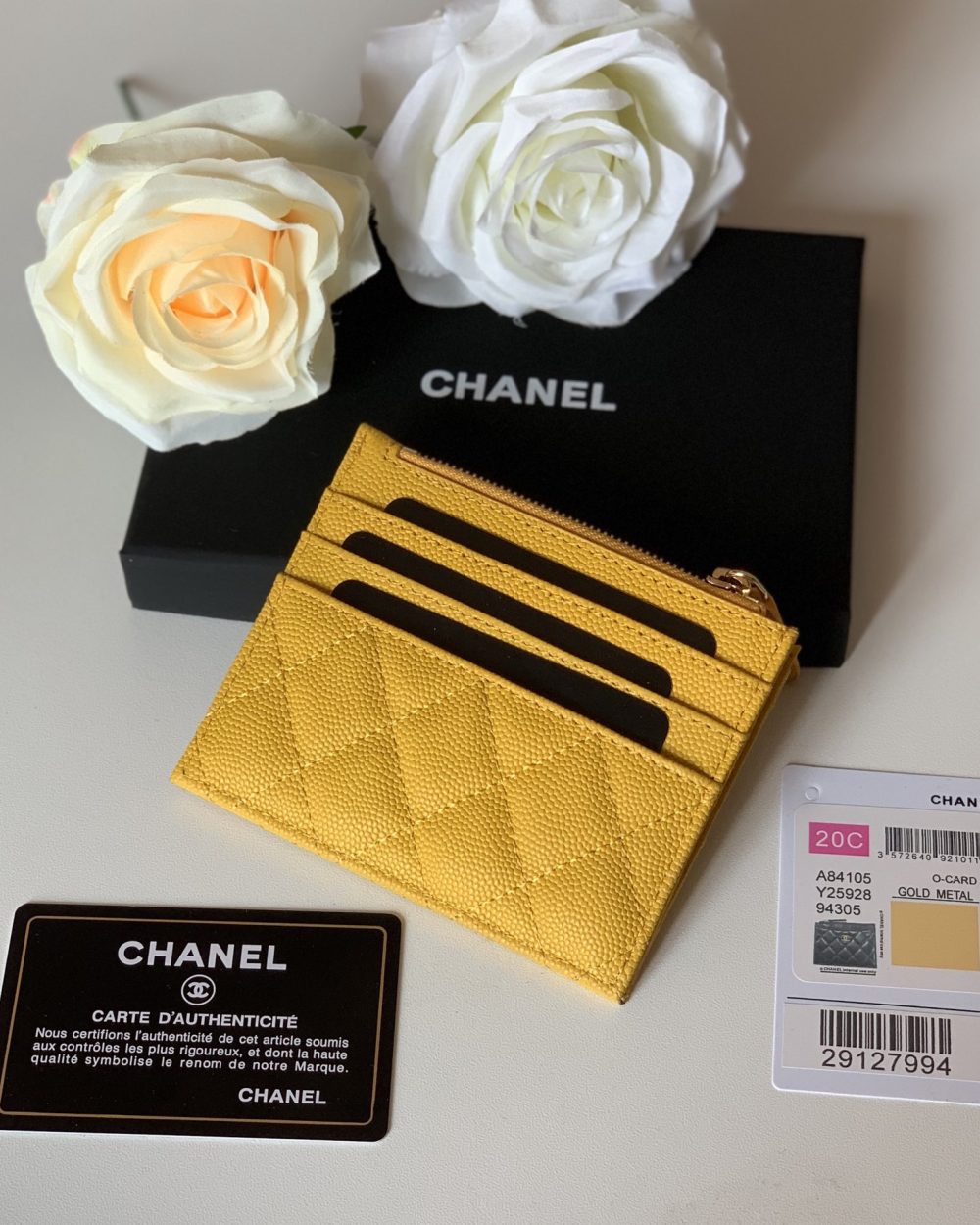 1:1 Replica Chanel Flat Card Holder Yellow Bag For Women 11.5cm/4.5in