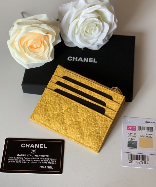 1:1 Replica Chanel Flat Card Holder Yellow Bag For Women 11.5cm/4.5in