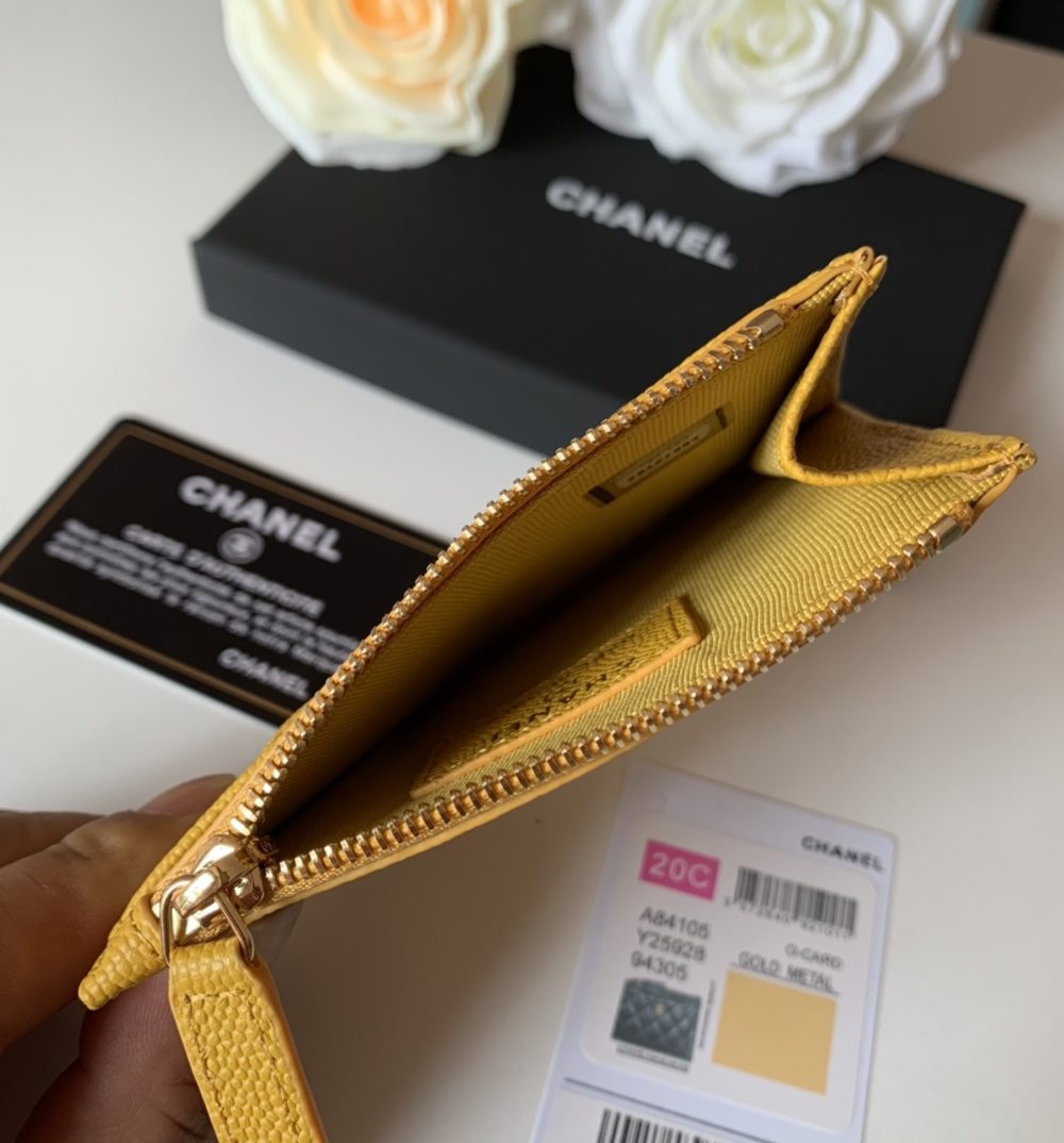 1:1 Replica Chanel Flat Card Holder Yellow Bag For Women 11.5cm/4.5in