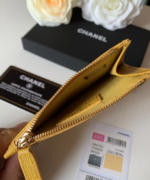 1:1 Replica Chanel Flat Card Holder Yellow Bag For Women 11.5cm/4.5in