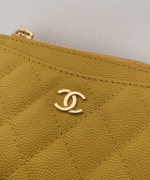 1:1 Replica Chanel Flat Card Holder Yellow Bag For Women 11.5cm/4.5in