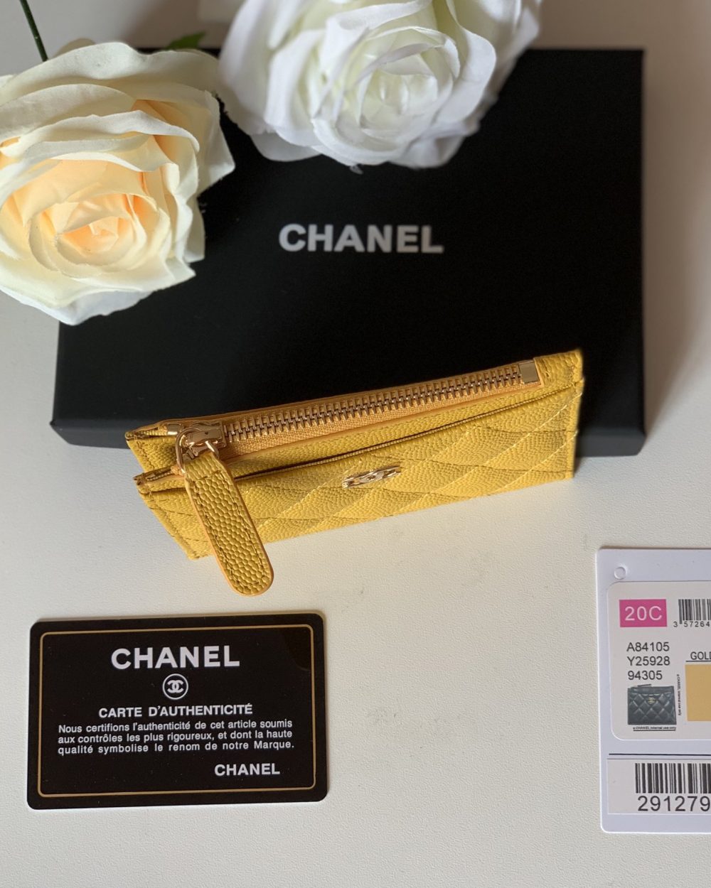 1:1 Replica Chanel Flat Card Holder Yellow Bag For Women 11.5cm/4.5in