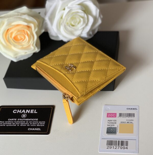Chanel Flat Card Holder Yellow Bag For Women 11.5cm/4.5in