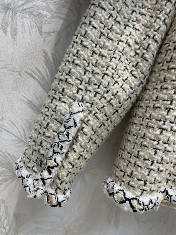 Chanel Gold Button Tweed Cream For Women