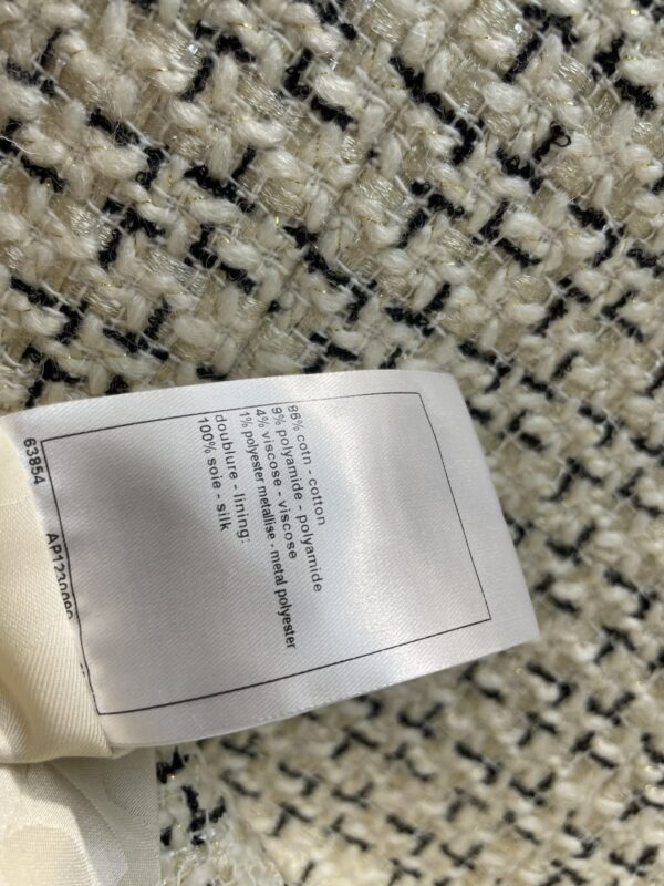 Chanel Gold Button Tweed Cream For Women