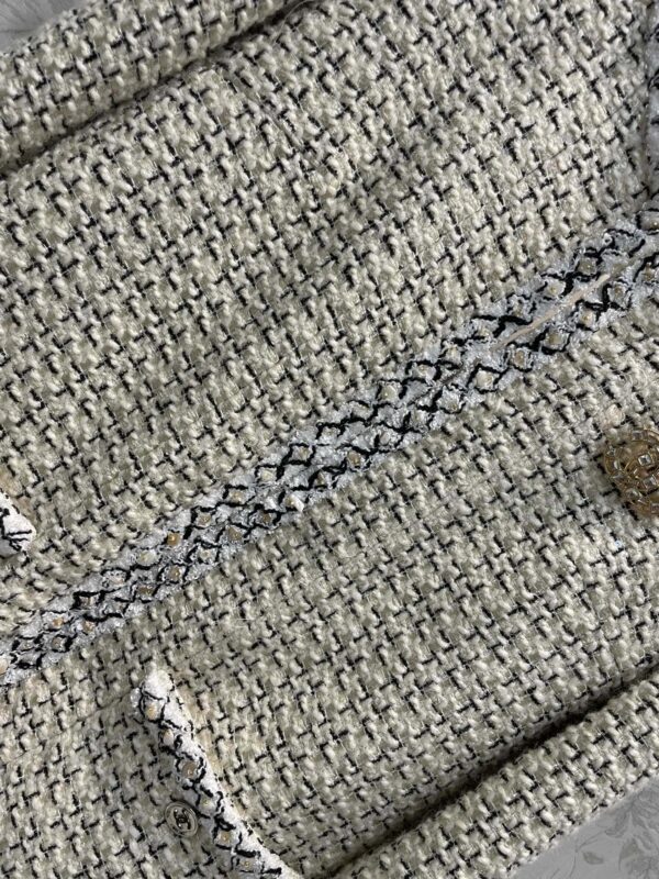 Chanel Gold Button Tweed Cream For Women