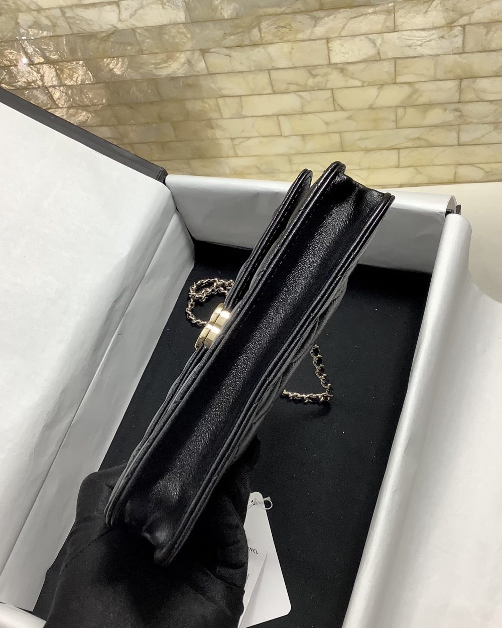[REP 1:1] Chanel Hand-Held Oblique Cross Bag Black For Women, Women's Bags 6.7in/19cm