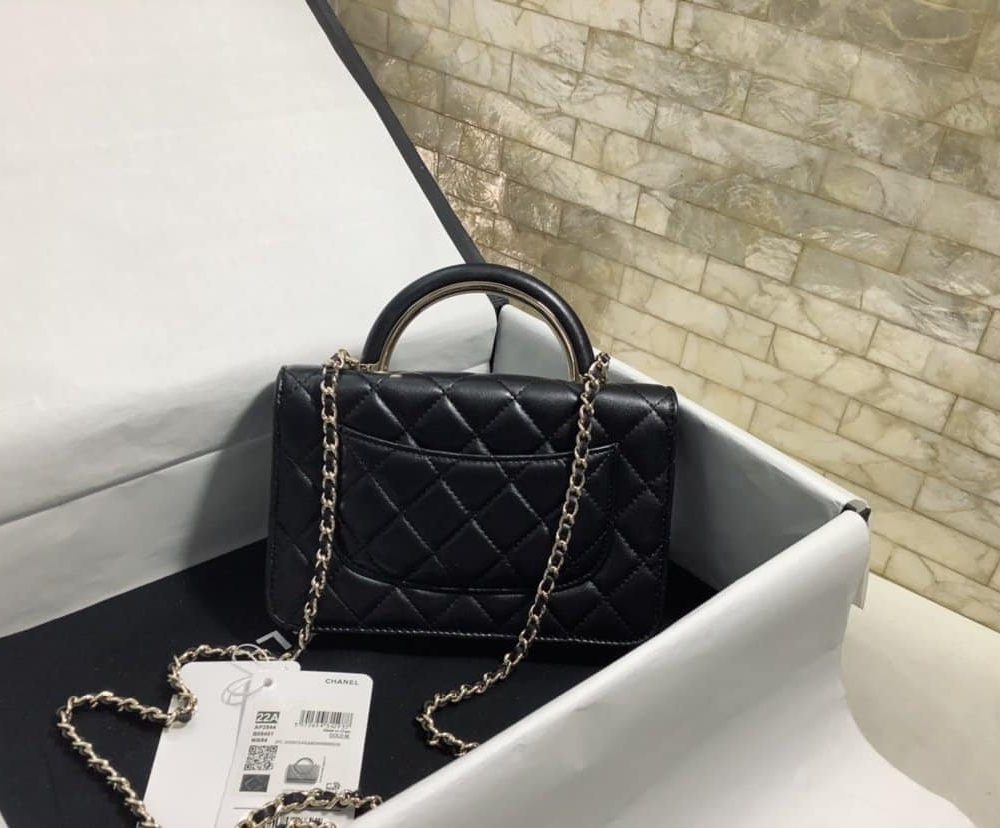 [REP 1:1] Chanel Hand-Held Oblique Cross Bag Black For Women, Women's Bags 6.7in/19cm
