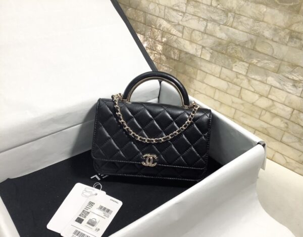 [REP 1:1] Chanel Hand-Held Oblique Cross Bag Black For Women, Women's Bags 6.7in/19cm