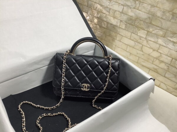 [REP 1:1] Chanel Hand-Held Oblique Cross Bag Black For Women, Women's Bags 6.7in/19cm