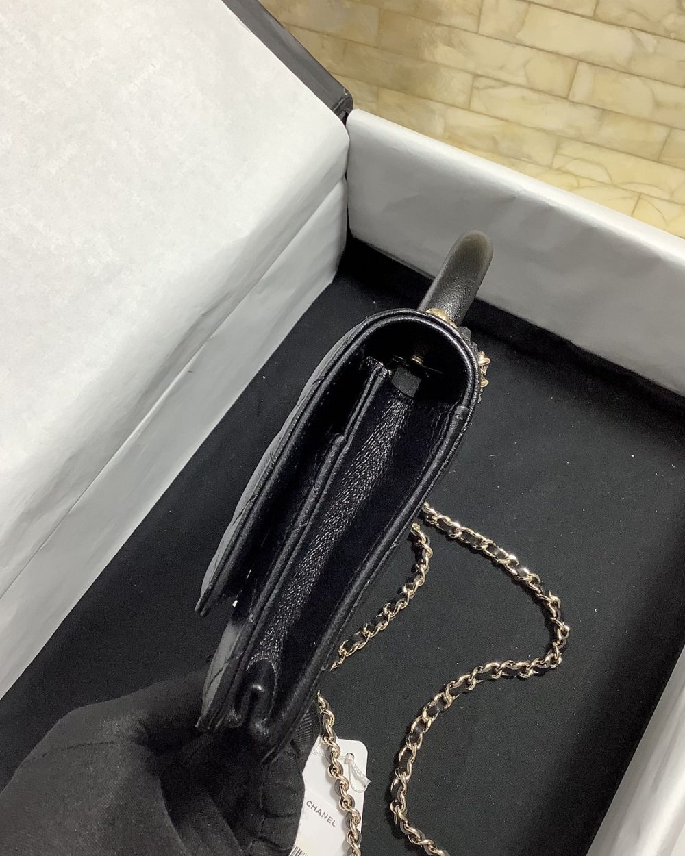 [REP 1:1] Chanel Hand-Held Oblique Cross Bag Black For Women, Women's Bags 6.7in/19cm