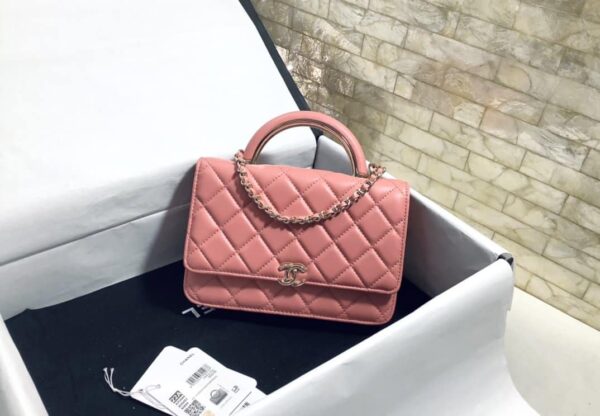 [REP 1:1] Chanel Hand-Held Oblique Cross Bag Pink For Women, Women's Bags 6.7in/19cm