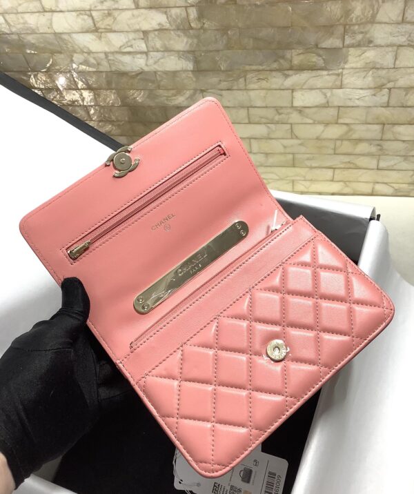 [REP 1:1] Chanel Hand-Held Oblique Cross Bag Pink For Women, Women's Bags 6.7in/19cm