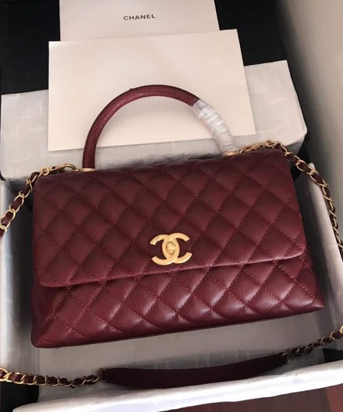 [REP 1:1] Chanel Handbag With Top Handle Dark Red For Women 11in/28cm