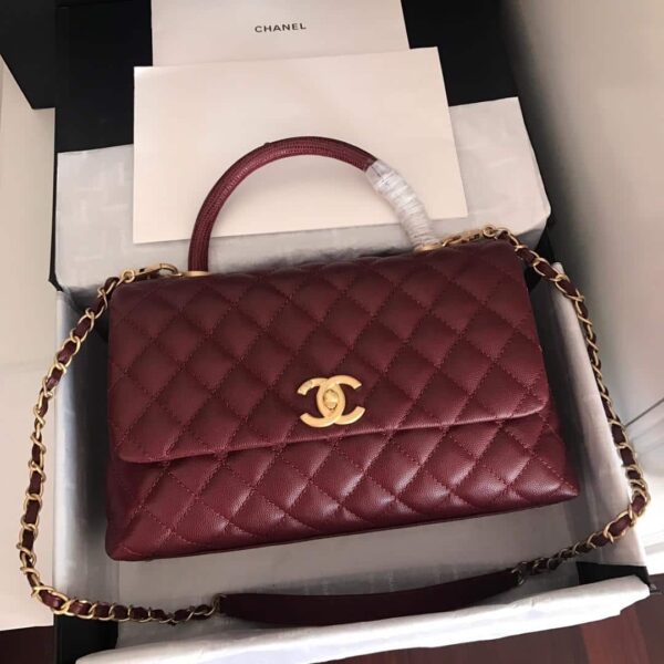 [REP 1:1] Chanel Handbag With Top Handle Dark Red For Women 11in/28cm