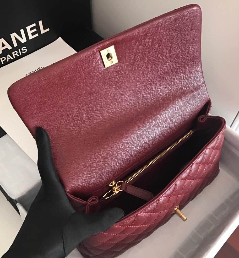 [REP 1:1] Chanel Handbag With Top Handle Dark Red For Women 11in/28cm