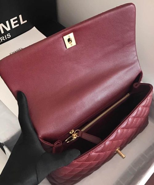 [REP 1:1] Chanel Handbag With Top Handle Dark Red For Women 11in/28cm