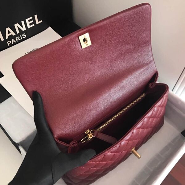 [REP 1:1] Chanel Handbag With Top Handle Dark Red For Women 11in/28cm