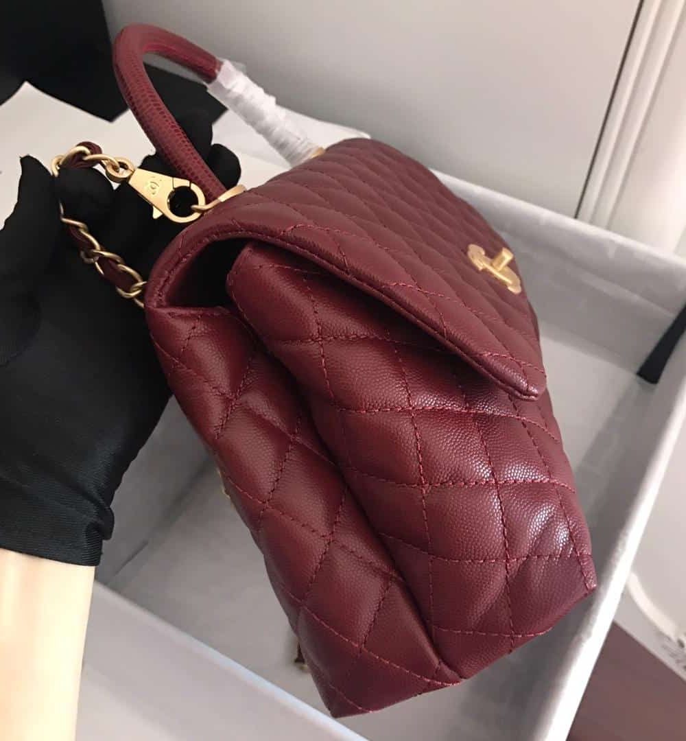 [REP 1:1] Chanel Handbag With Top Handle Dark Red For Women 11in/28cm