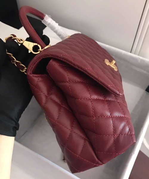 [REP 1:1] Chanel Handbag With Top Handle Dark Red For Women 11in/28cm