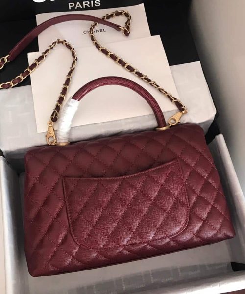 [REP 1:1] Chanel Handbag With Top Handle Dark Red For Women 11in/28cm