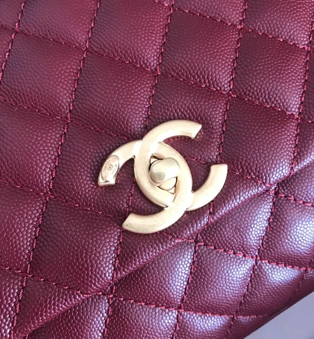 [REP 1:1] Chanel Handbag With Top Handle Dark Red For Women 11in/28cm