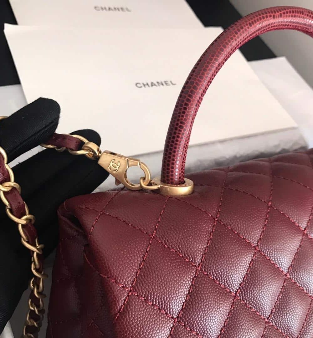 [REP 1:1] Chanel Handbag With Top Handle Dark Red For Women 11in/28cm