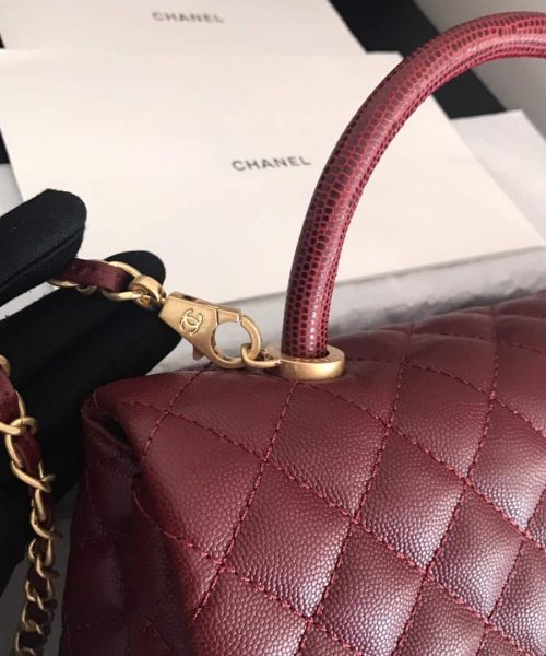 [REP 1:1] Chanel Handbag With Top Handle Dark Red For Women 11in/28cm
