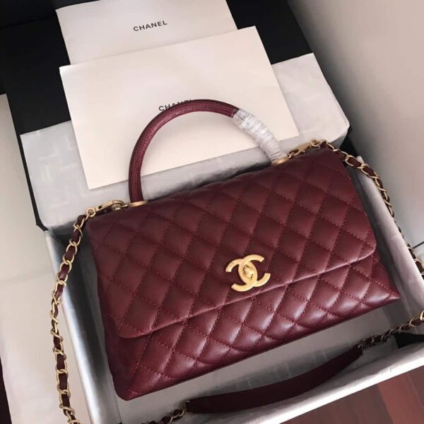 [REP 1:1] Chanel Handbag With Top Handle Dark Red For Women 11in/28cm