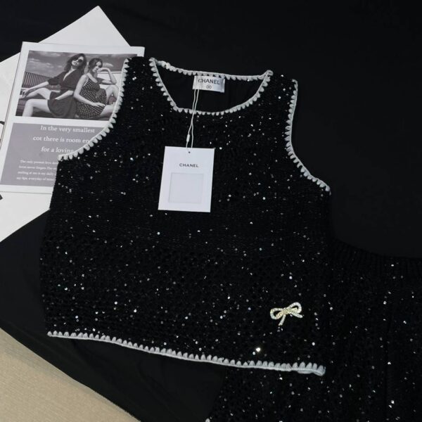 Chanel Knitted Tops and Shorts Black For Women