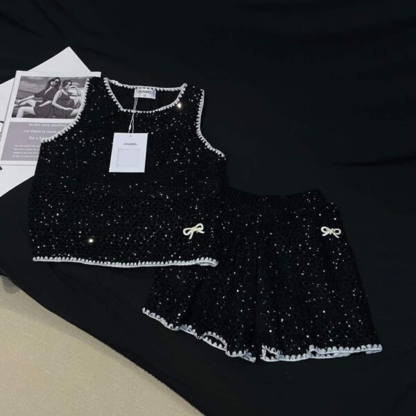 Chanel Knitted Tops and Shorts Black For Women