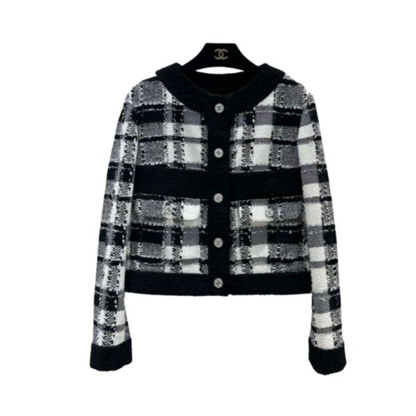 Chanel Large Plaid Jacket Black For Women