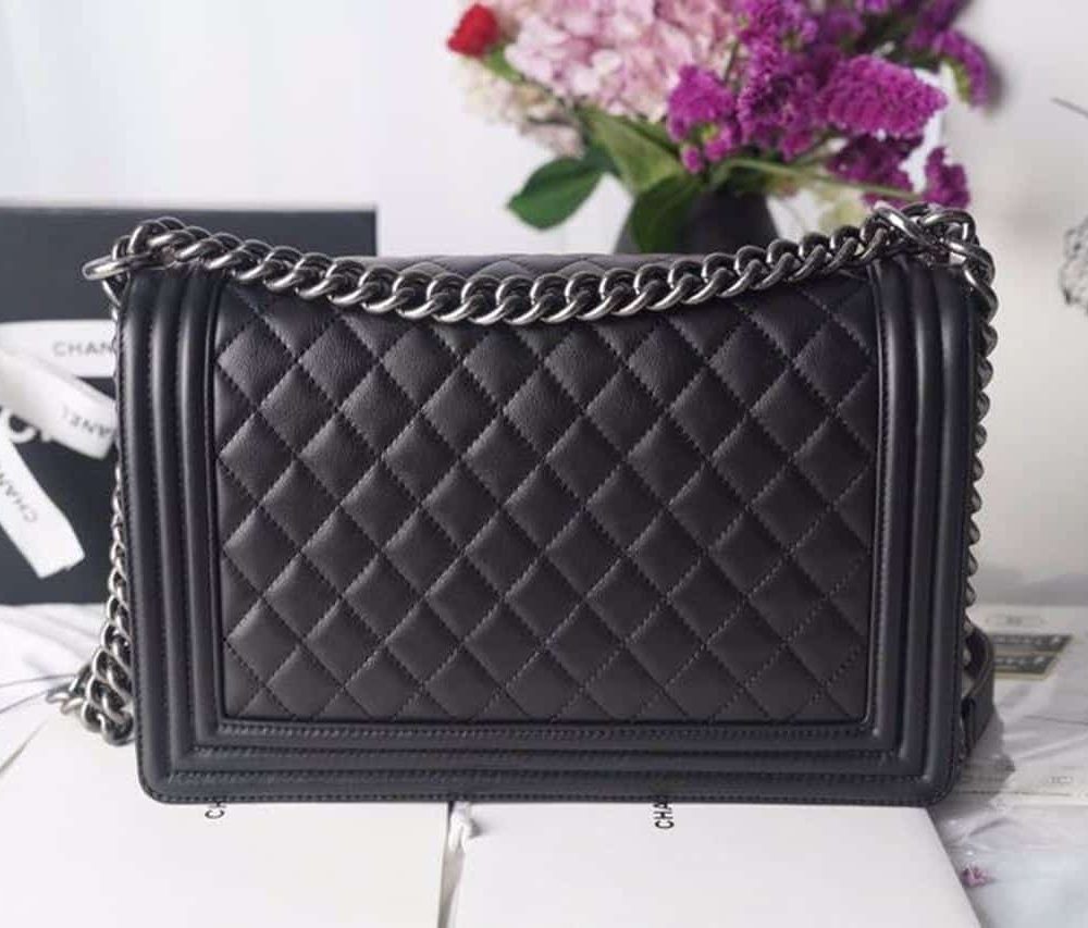 [REP 1:1] Chanel LeBoy Bag 28cm Lambskin Leather Antique Silver Hardware Spring/Summer Collection, Black